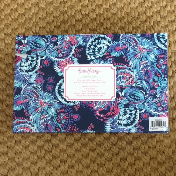 NWT NIB Lilly Pulitzer Steamless Wine Glasses - Picture 2 of 2